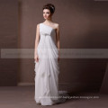 Simple One Shoulder Pleated Chiffon Wedding Dress Beaded Belt